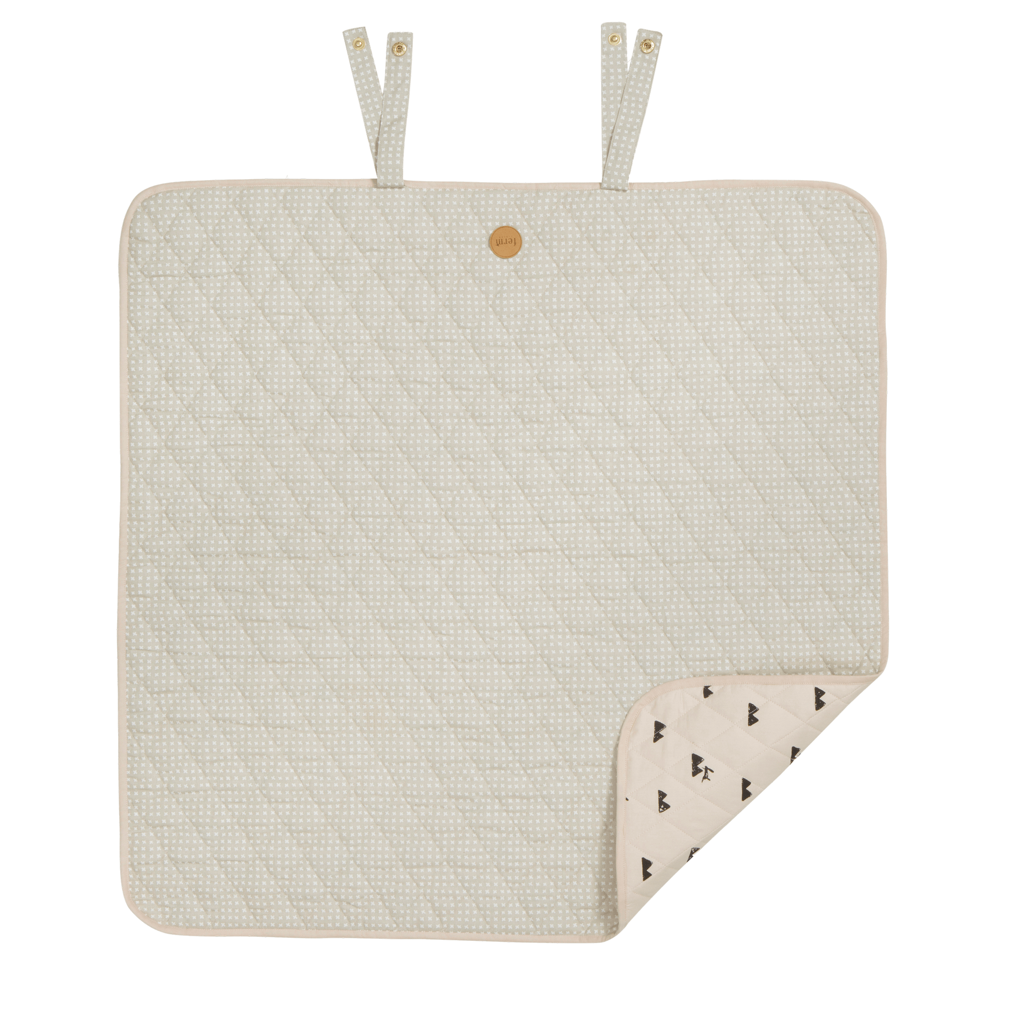 Grey cross changing blanket